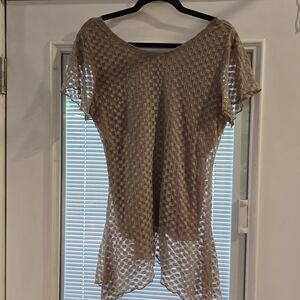 Chic Textured Tan Blouse